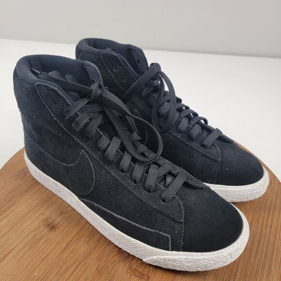 Nike Blazer Mid Premium Sz 6y Womens 8 Black Suede High Top Sneakers 895850-003 - Picture 5 of 12